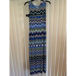 DONNA MORGAN Sleeveless  Blue colorful maxi dress Size 6. NWT. Q